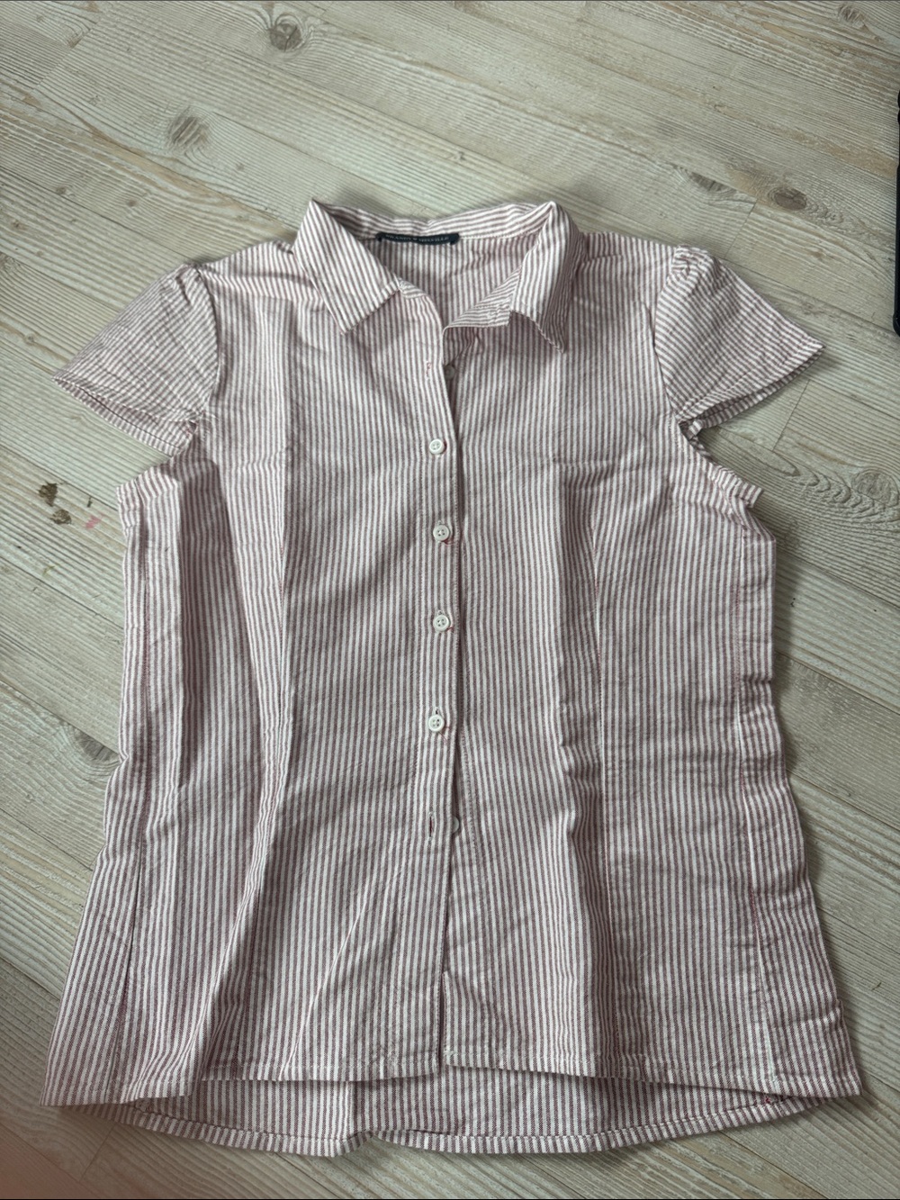 Brandy Melville Pink and White Striped Button Down Shirt